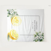 レモンをテーマにした赤ちゃんシャワー写真の背景 タペストリー (正面(横))