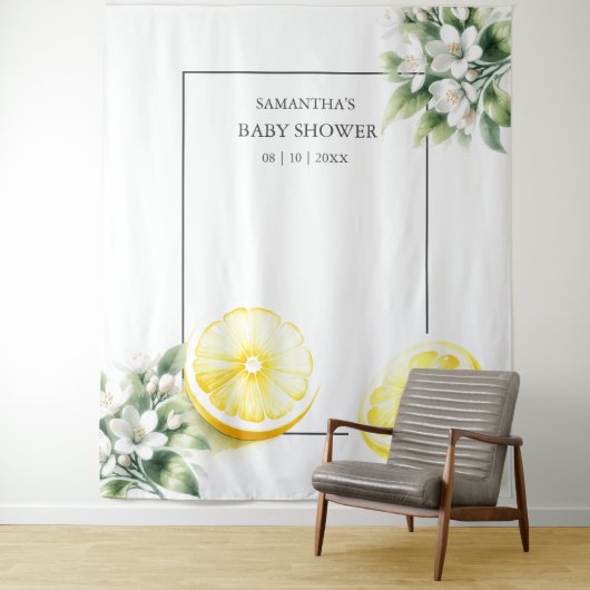レモンをテーマにした赤ちゃんシャワー写真の背景 タペストリー (インサイチュ)