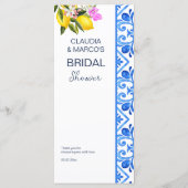 レモンをテーマ地中海のにした青いタイルテンプレート メニュー (裏面)