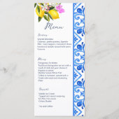 レモンをテーマ地中海のにした青いタイルテンプレート メニュー (正面)