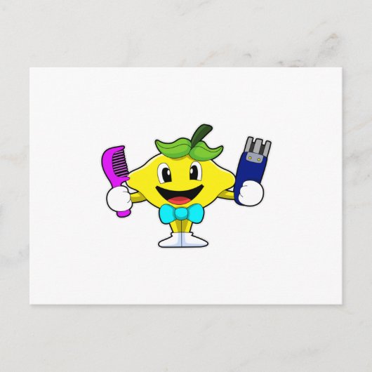 レモンをヘアドレッサーとコーム&カミソリ ポストカード (正面)