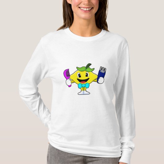 レモンをヘアドレッサーとコーム&カミソリ Tシャツ (正面)