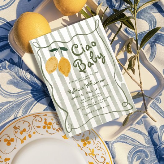 レモンアイタリアンマルフィ男女兼用ベイビーシャワー 招待状