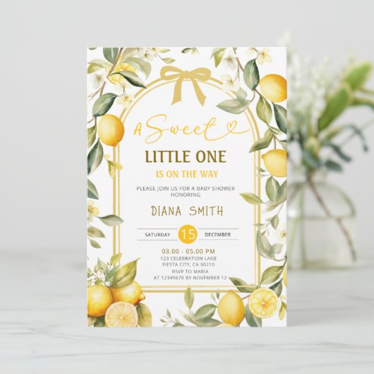 レモンアスウィートリトルワンベビーシャワー招待状 招待状 (スタンド正面)