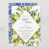 レモンアズールグ地中海のリーナリーブライダルシャワー 招待状 (正面/裏面)