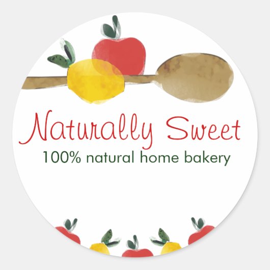 レモンアップルスプーンベーキングベーカリーギフトラベル ラウンドシール (正面)