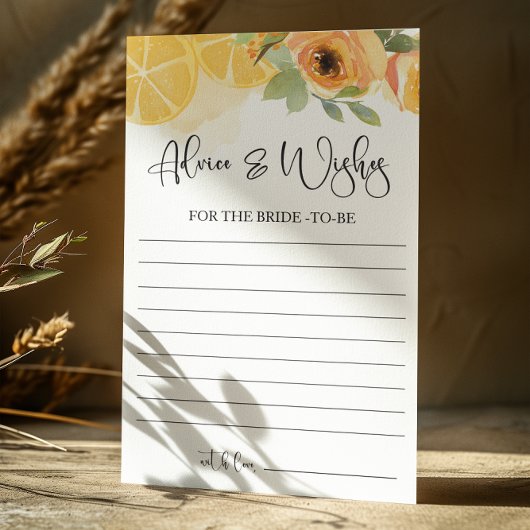 レモンアドバイスとウィッシュブライダルシャワーゲームカード 招待状