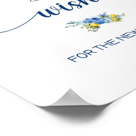 レモンアドバイス&ウィッシュブライダルシャワーテーブルサイン ポスター (角)