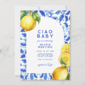 レモンアマイタリアンルフィブルータイル赤ちゃんシャワー 招待状 (正面)