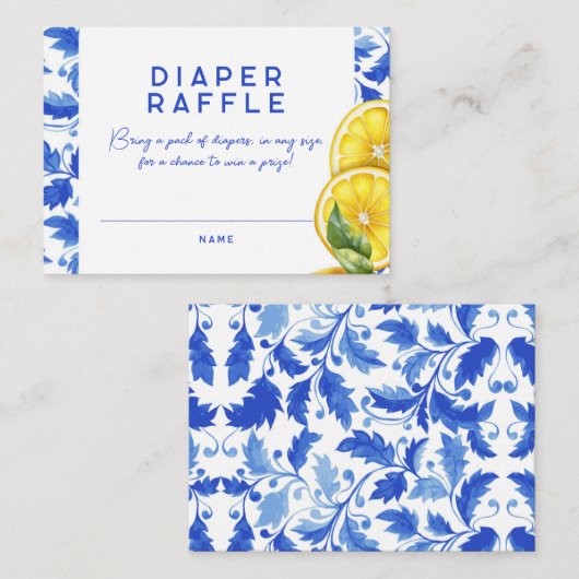 レモンアマイタリアンルフィ赤ちゃんシャワーおむつラッフル 名刺 (正面/裏面)