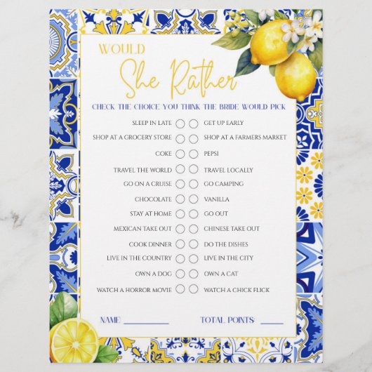 レモンアマルフィ彼女はむしろブライダルシャワーゲーム (正面)