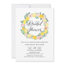 レモンアンドピンクローズリースブライダルシャワー招待状