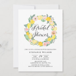 レモンアンドピンクローズリースブライダルシャワー招待状