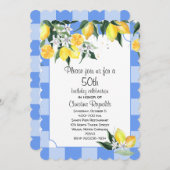 レモンアンドブルーギンガム50誕生日 招待状 (正面/裏面)