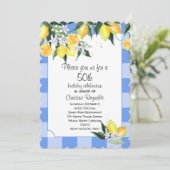 レモンアンドブルーギンガム50誕生日 招待状 (スタンド正面)