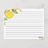 レモンアンドリーフブライダルシャワーレシピカード ポストカード (裏面)