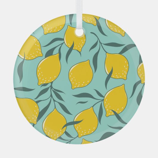 レモンアートファッション抽象芸術シームレス ガラスオーナメント (正面)