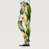 レモンイエローとグリーンの女性レッグ レギンス (左)