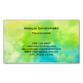 レモンイエローとターコイズブルーウォーター色 マグネット名刺 (正面)