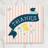 レモンイエローとピンクのストライプ可愛い赤ちゃんシャワー フェイバータグ (正面)