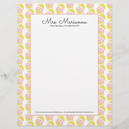 レモンイエローとピンクの滴下夏のパターン レターヘッド