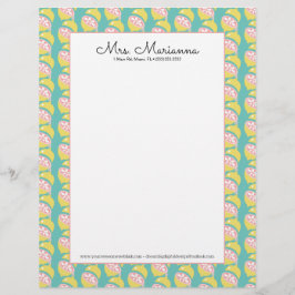 レモンイエローとピンクの滴下夏のパターン レターヘッド