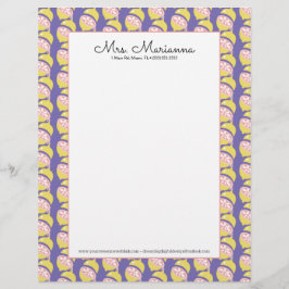 レモンイエローとピンクの滴下夏のパターン レターヘッド