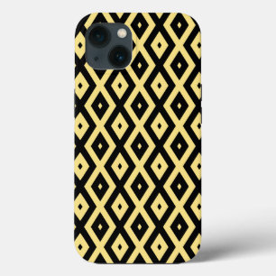 レモンイエローとブラックダイヤモンドパターンケースメイトi iPhone 13ケース