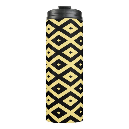 レモンイエローとブラックダイヤモンドパターン タンブラー (正面)