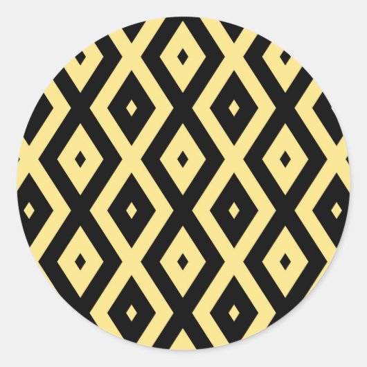 レモンイエローとブラックダイヤモンドパターン ラウンドシール (正面)
