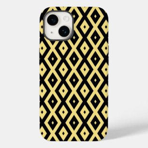 レモンイエローとブラックダイヤモンドパターン Case-Mate iPhone 14ケース