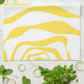 レモンイエローとホワイトのEbbとFlow 4 キッチンタオル (折り畳み)