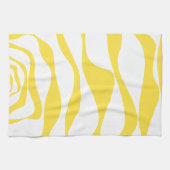 レモンイエローとホワイトのEbbとFlow 4 キッチンタオル (横)