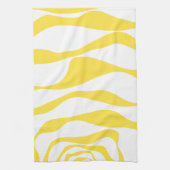 レモンイエローとホワイトのEbbとFlow 4 キッチンタオル (縦)