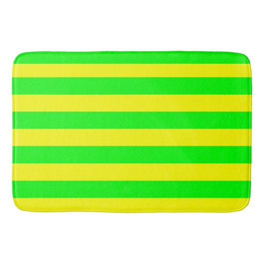 レモンイエローとライムグリーンのストライプ バスマット (正面)
