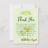 レモンイエローのカクテルパーティー ブライダルシャワー サンキューカード (正面)