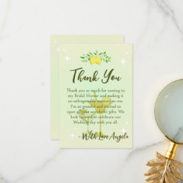 レモンイエローのカクテルパーティー ブライダルシャワー サンキューカード