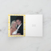 レモンイエローのグレーのダマスク柄の結婚式のお礼写真 サンキューカード (内部)