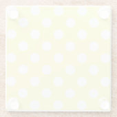 レモンイエローの白水玉模様 ガラスコースター (裏面)