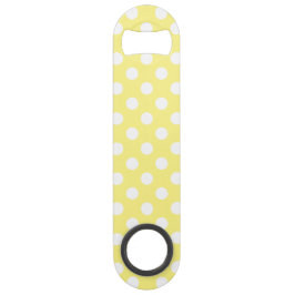 レモンイエローの白水玉模様 スピード栓抜き