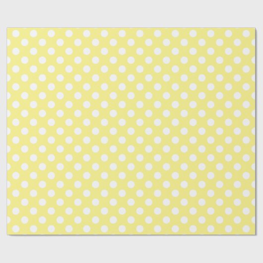 レモンイエローの白水玉模様 ラッピングペーパー (フラット)