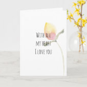 レモンイエローウォーターカラーフラワーラブ カード (黄色い花)