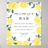 レモンイエローオレンジ色のミモザバーの看板 ポスター (正面)