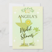 レモンイエローカクテルパーティーブライダルシャワー 招待状 (正面)