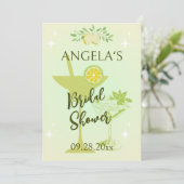 レモンイエローカクテルパーティーブライダルシャワー 招待状 (スタンド正面)