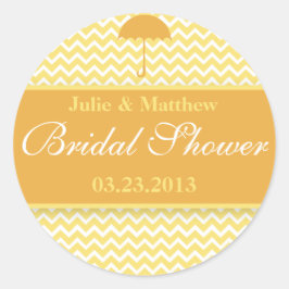 レモンイエロークラスシェブロンブライダルシャワーシール ラウンドシール