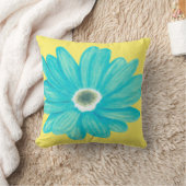 レモンイエローサマーフローラ装飾用クッション クッション (ブランケット)