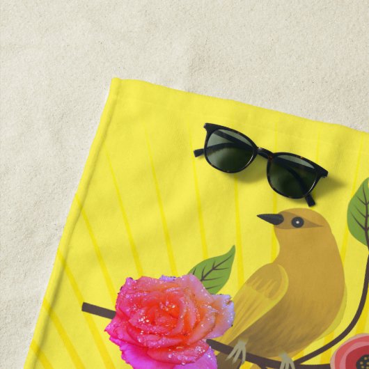 レモンイエローサンシャイン&露ドロップ ビーチタオル (インサイチュ)