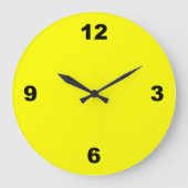 レモンイエローシンプルブラックナンバーズ ラージ壁時計 (正面)