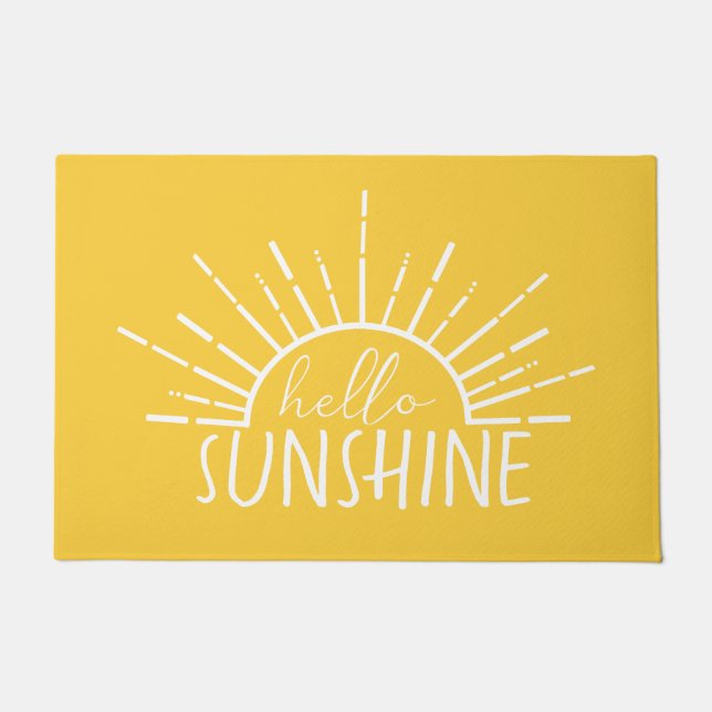 レモンイエローシンプルモダンホテルハローサンシャイン ドアマット (正面)